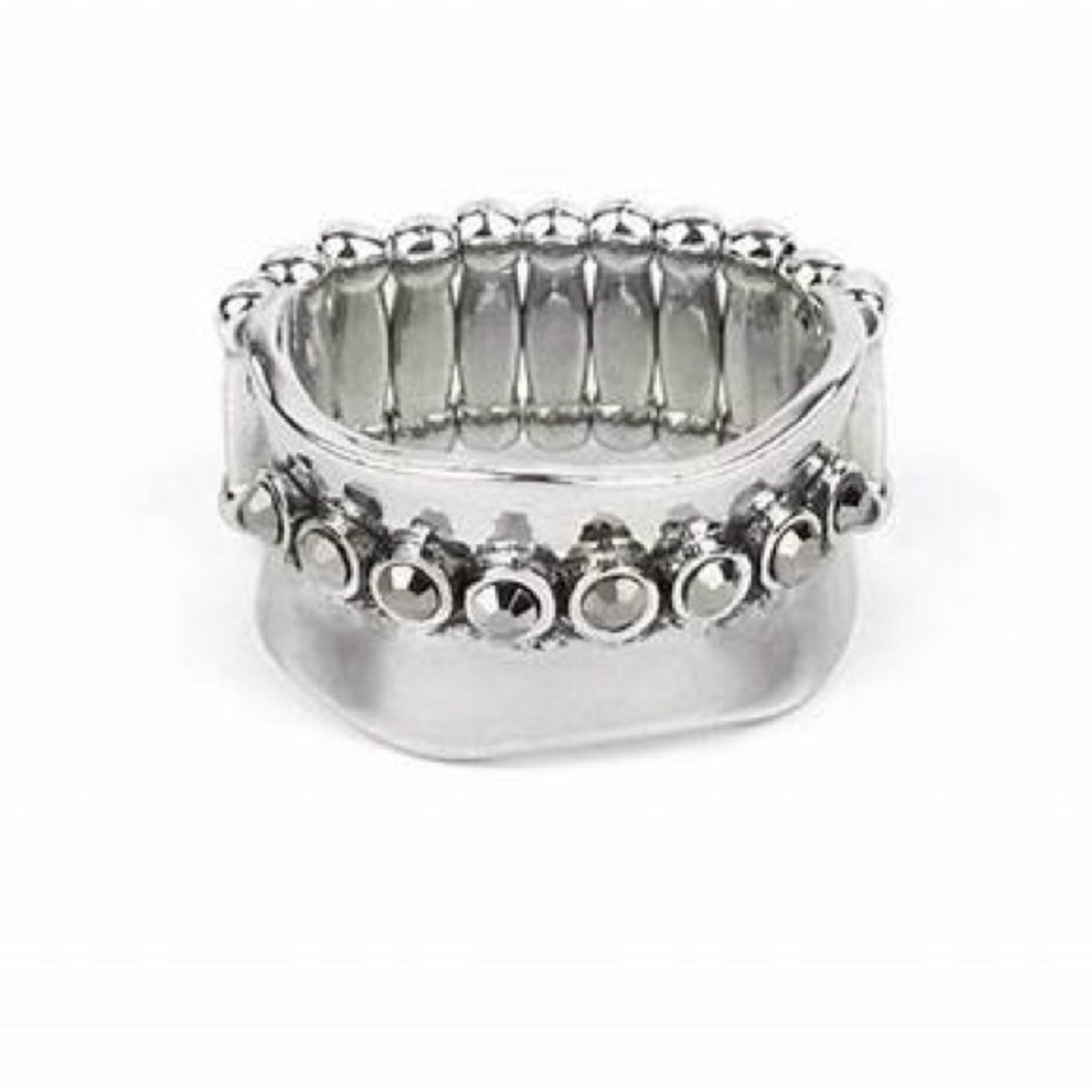 ❣️Silver and gray hematite rhinestones ring❣️*